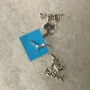 NWT earrings - .925 sterling / stainless steel, heavy duty. I love Jesus earring